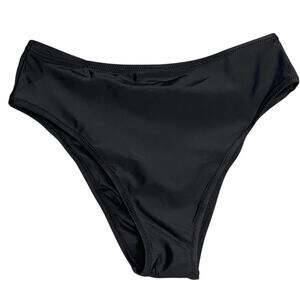 Relleciga Bikini Bottom Women M Black Classic Minimalist Poolside Beach Swim NWT